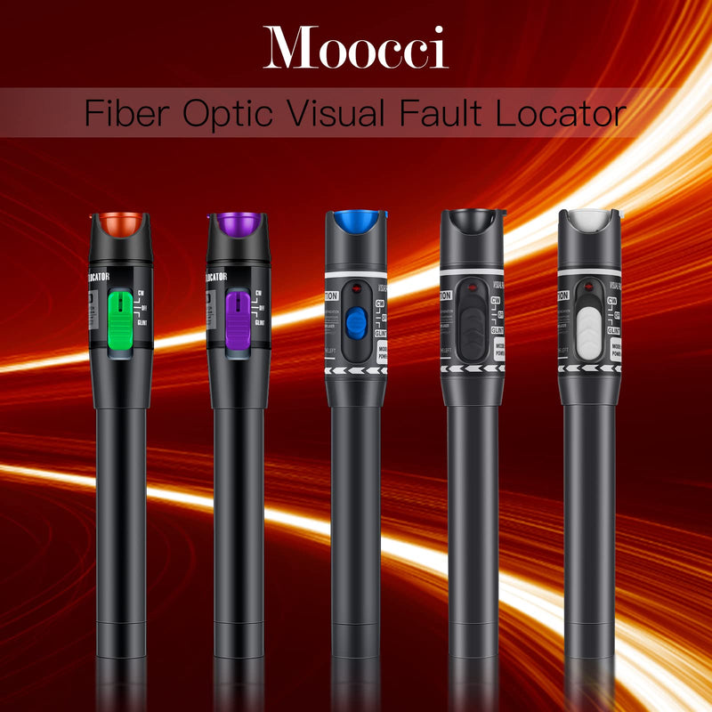 Moocci Fiber Optic Visual Fault Locator 30MW 30KM Fiber Light Tester VFL Tester Kit Including Red Light Fiber Optic Cable Tester Meter with Single Mode 9/125um FC Male to LC Female Adapter (2) Purple Switch