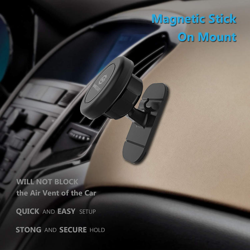Magnetic Car Mount, WixGear Universal Stick On Mount (2 Pack) Dashboard Magnetic Phone Holder for Car for Cell Phones and Mini Tablets with Fast Swift-snap Technology, Magnetic Cell Phone Mount