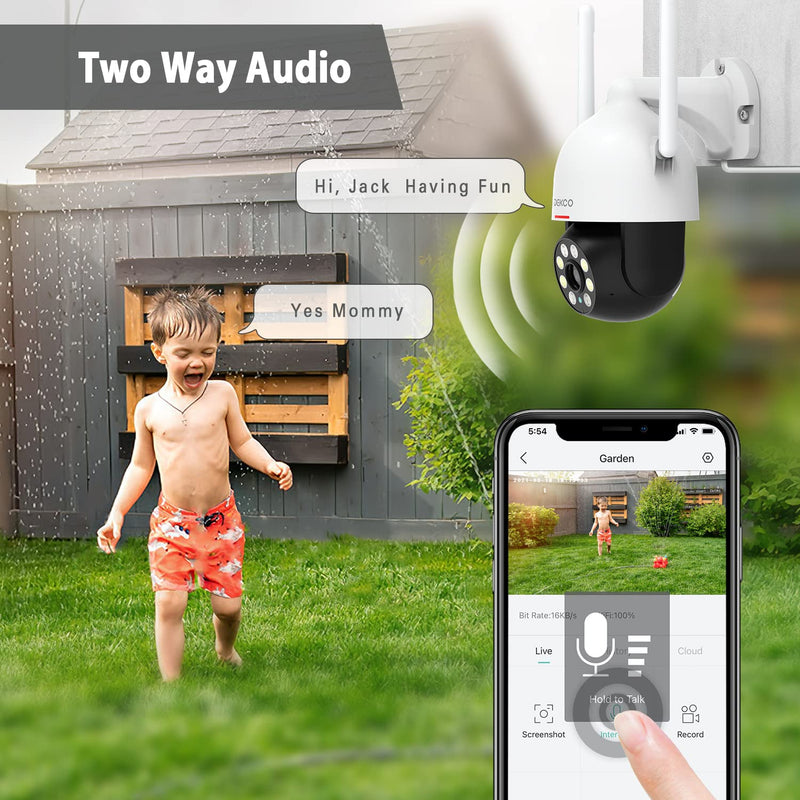 Security Camera Outdoor/Home, DEKCO WiFi Outdoor Security Cameras Pan-Tilt 360Â° View, 1080P Dome Surveillance Cameras with Motion Detection and Siren, 2-Way Audio,Full Color Night Vision, Waterproof 1 Pack