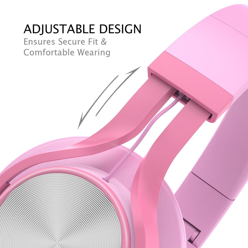 AILIHEN C8 Girls Wired Headphones with Microphone and Volume Control Folding Lightweight Headset for Cellphones Tablets Smartphones Chromebook Laptop Computer PC Mp3/4 (Pink) Pink