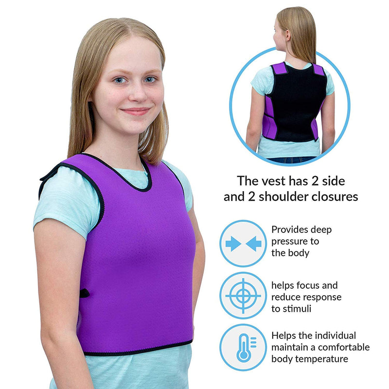 Special Supplies Sensory Compression Vest Deep Pressure Comfort for Autism, Hyperactivity, Mood Processing Disorders, Breathable, Form-Fitting, Kids and Adults (Purple, Small 17x30 inches) Purple Small (Pack of 1)