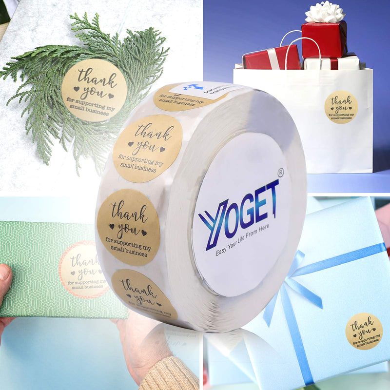 Yoget 1''Thank You for Supporting My Small Business Sticker, Thank You Stickers, 1000 Labels Per Roll