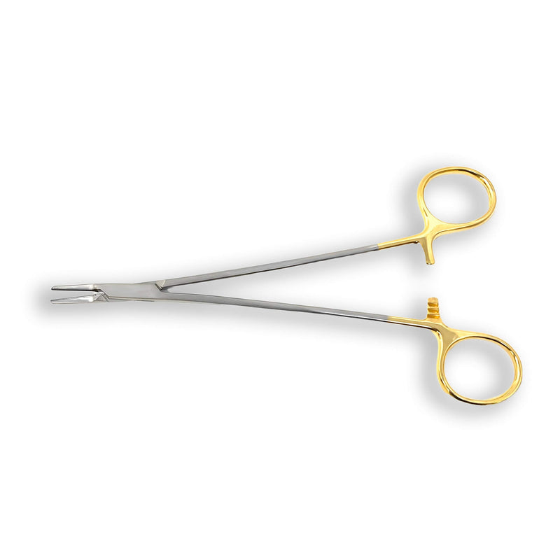 Cynamed TC Ryder Micro Needle/Suture Holder Driver with Tungsten Carbide Inserts and Gold Rings - Premium Grade Instrument (7 in.)