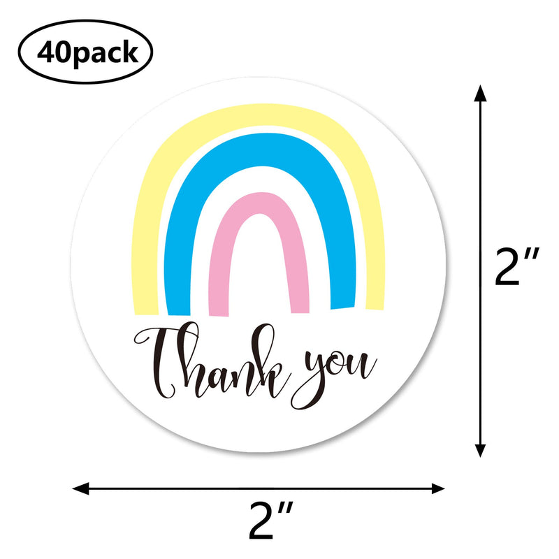 Boho Rainbow Thank You Stickers, 40 2 Inch Small Business Package Labels, Bag Seals