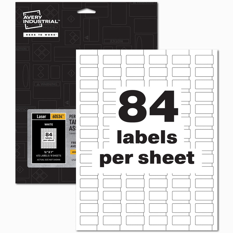 Avery PermaTrack Tamper-Evident Asset Tag Labels, 1/2" x 1", 672 Labels (60534)