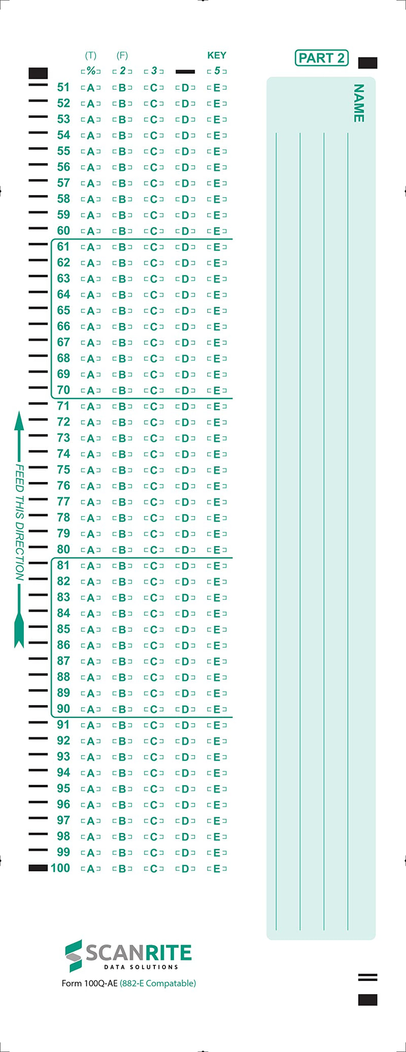 ScanRite - 882-E Scantron Compatible Testing Sheet (25 sheet pack) 25