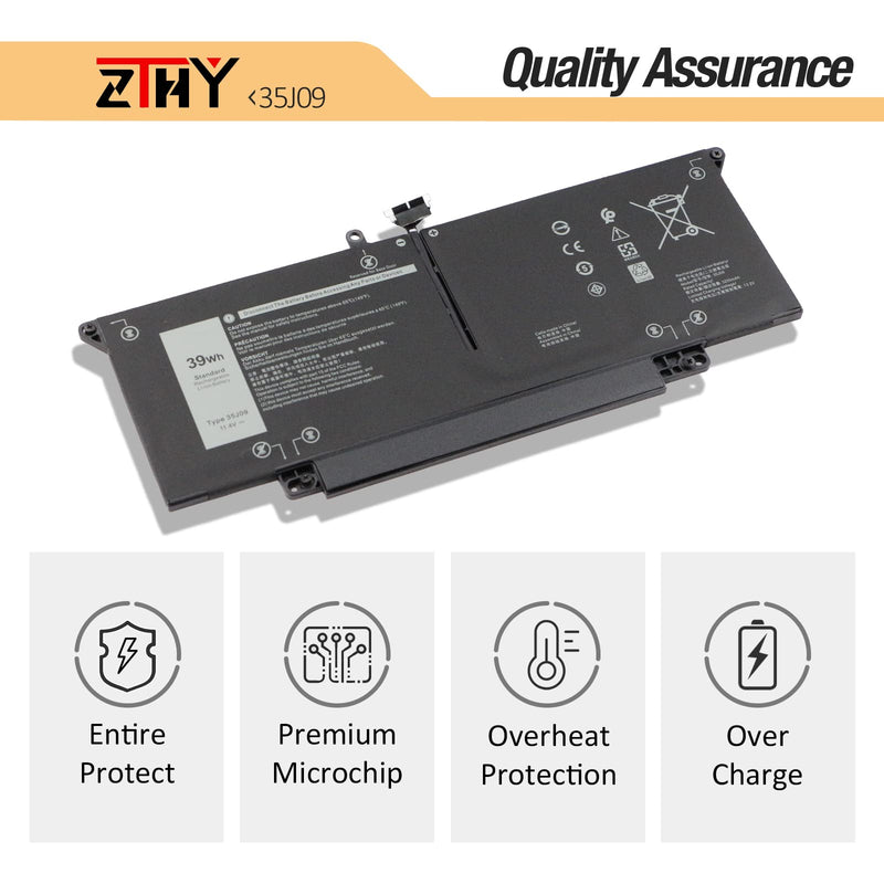 ZTHY 39Wh 35J09 Laptop Battery Replacement for Dell Latitude 7310 7410 Series Notebook P34S P34S001 JHT2H Y7HR3 4V5X2 HRGYV WY9MP XMV7T 0HRGYV 07CXN6 0YJ9RP 009YYF 11.4V 3255mAh