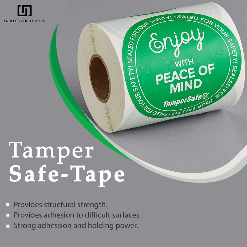 Endless Goods Stuff -TamperSafe 3" Enjoy with Peace of Mind Round Green and Black Paper Tamper-Evident Label (Green)