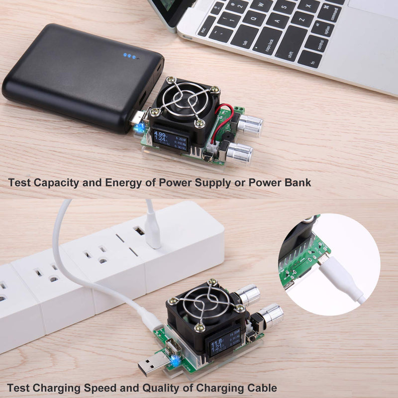 USB Power Meter, Eversame 35W Adjustable Constant Current Electronic USB Load Tester Power Discharge Resistor With QC2.0/3.0 Trigger–For Testing Chargers And Cables/The Capacity of Power Bank