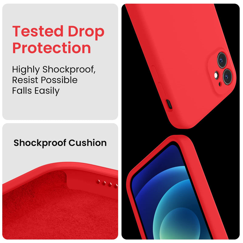 FireNova iPhone 11 Case, [Square Edge] Upgraded [Camera Protecion] Silicone Phone Case with Soft Anti-Scratch Microfiber Lining, 6.1 inch, Red