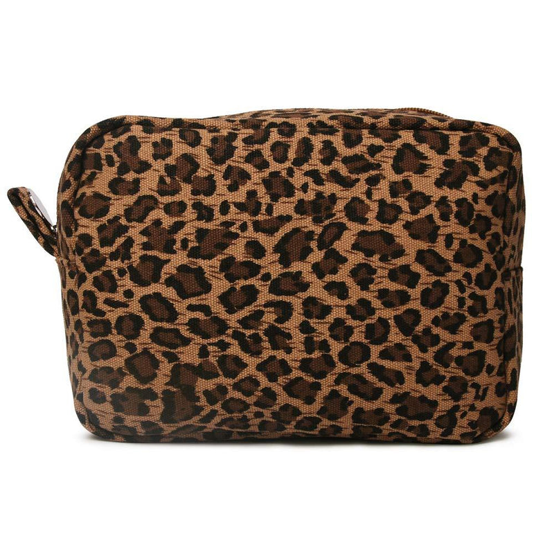 Leopard Cosmetic Bags Large Brown Cheetah Canvas Make Up Bag Purse Lightweight Versatile Travel Toiletry Purse Accessories Organizer Gifts for Women Men Leopard