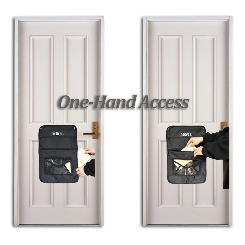 Mail Slot Catcher for Door, Mail Holder Indoor, Black Post Organizer Bag for Letterbox, Space Saving, No Tools and Screws Needed, Suitable for Home, Office, and Garage, Mother's Day Gift