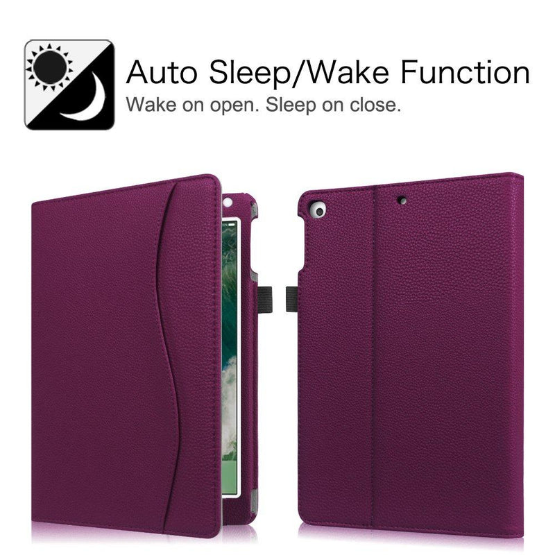 Fintie Case for iPad 9.7 2018 2017 / iPad Air 2 / iPad Air 1 - [Corner Protection] Multi-Angle Viewing Folio Cover w/Pocket, Auto Wake/Sleep for iPad 6th / 5th Generation, Purple