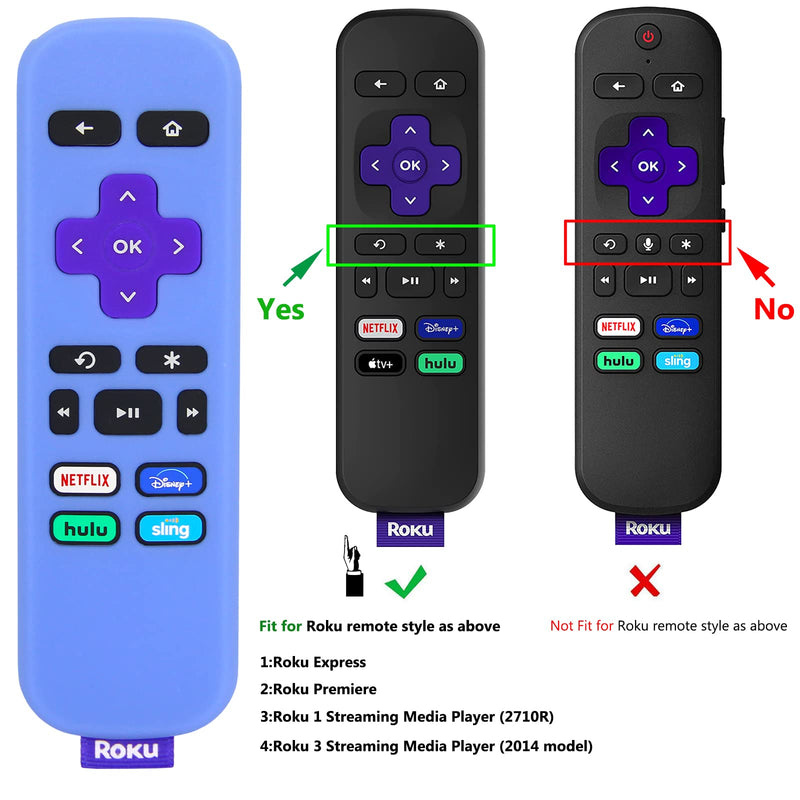 [2 Pack] Pinowu Remote Cover (Glowing in The Dark) Compatible with Roku Simple Remote, Anti Slip Silicone Cover Suitable for Roku Express and Roku Premiere Player Remote (Blue and Green)