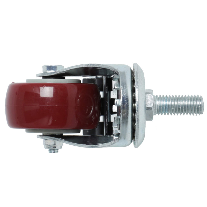 Finnhomy Swivel Caster Wheels 2 Inch Heavy Duty Threaded Stem Casters 1/2"-13 x 1" with Brake Set of 4 Premium Polyurethane Wheels PU Load Bearing 800 Lbs Anti-wear Smooth Casters, Red 1/2"-13x1"(with brake)