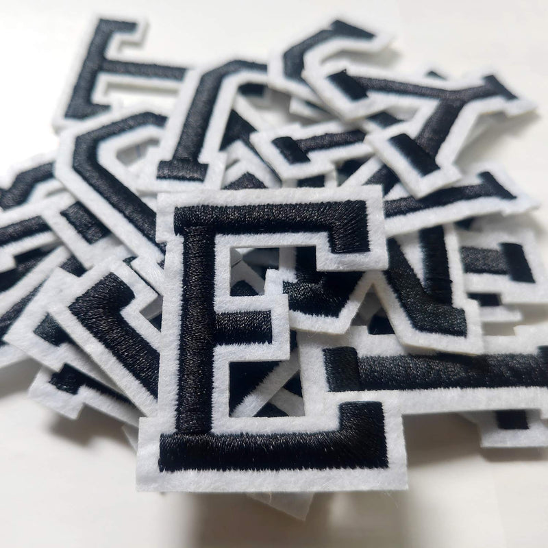 Iron on Letter Patches 52 Pieces,White Letter Patches Alphabet Embroidered Patch A-Z,for Hats Shirts Jeans Bags Black black52