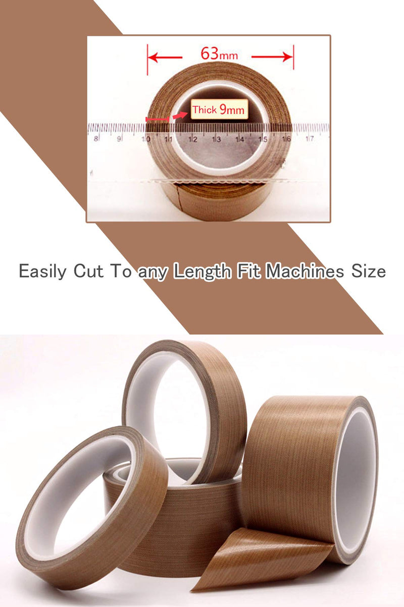 DY.2ten PTFE Coated Fiberglass Telfon Tape, 1" x 33 feet, high Temperature Tape,Welding Sealing Tape,Drying Mechanical Conveyor Belt, Teflon Tape for Vacuum Sealer Machine 1inch x 33 Feet