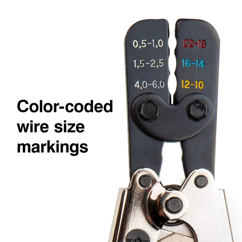 Master Appliance 35084 Full-Cycle Ratcheting Wire Crimper, Crimp Tool for Heat Shrink Connectors Ratcheting Crimper
