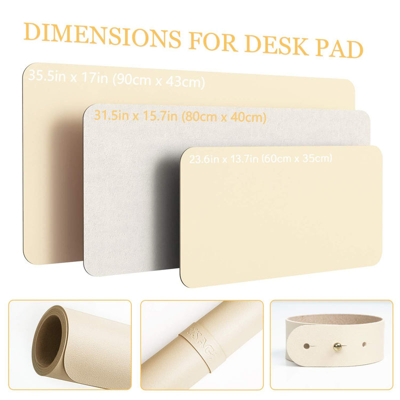 Non-Slip Desk Pad,Mouse Pad,Waterproof PVC Leather Desk Table Protector,Ultra Thin Large Desk Blotter, Easy Clean Laptop Desk Writing Mat for Office Work/Home/Decor(Beige, 23.6" x 13.7") Beige 23.6" x 13.7"