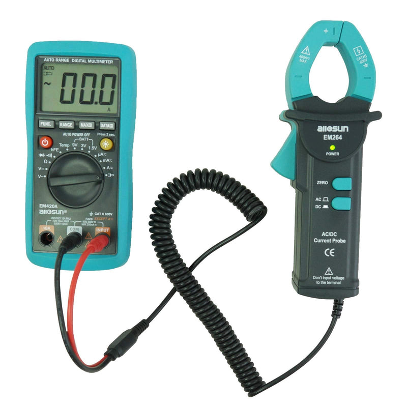 allsun AC/DC Current Clamp Probe Tester Handheld Digital Clamp Multimeter CAT III Max.Input 400A/600V 50Hz-60Hz LED