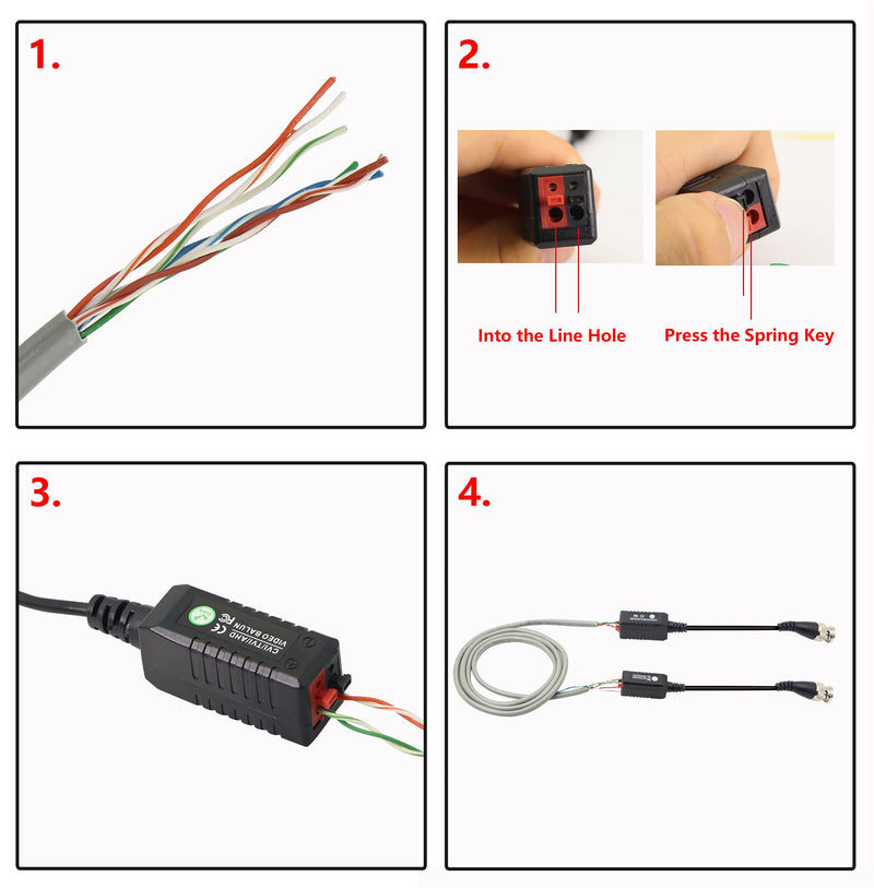 YACSEJAO HD Video Balun Connectors,BNC Video Balun Transceiver,Balum Connector Passive,Twisted Pair Transmitter,Support HD-CVI/AHD/TVI Video Signals for CCTV - 2 Pack