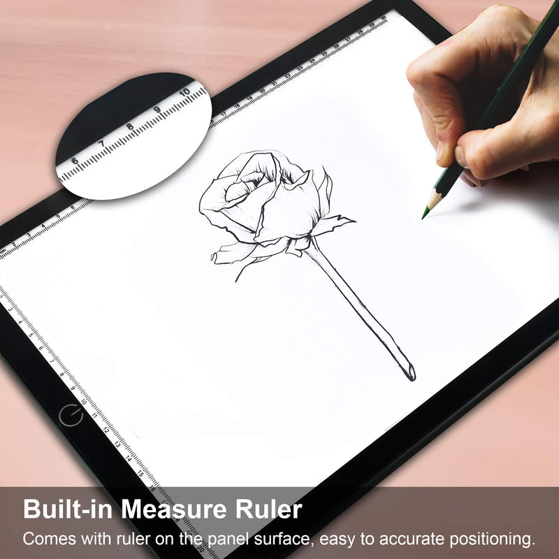 comzler Light Board, A4 Tracing Light Box, Magnetic Light Pad, Light Table for Tracing, LED Light Drawing Board, Sketch Pad LED Light Drawing Pad, Cricut Light Pad, Dimmable Brightness 01 - A4