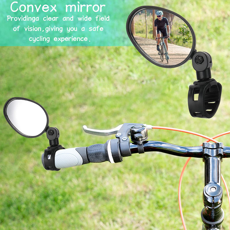 2 Pieces Bike Mirror 360 Degree Adjustable Rotatable Handlebar Mirror Wide Angle Bicycle Mirror Cycling Rear View Mirror Shockproof Acrylic Convex Mirror Safe Rearview Mirror for Mountain Road Bike 2