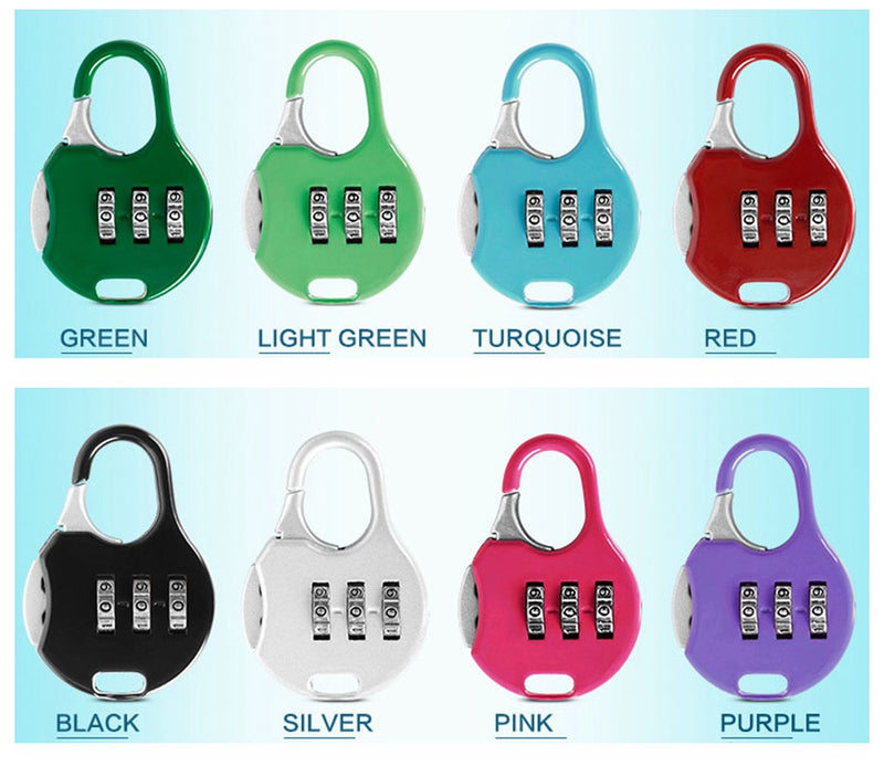 ZPLIUST 3 Digit Combinations Padlock The Safe Cipher Lock Resettable Code Lock , Color Locks (8 Pack) 8Pack