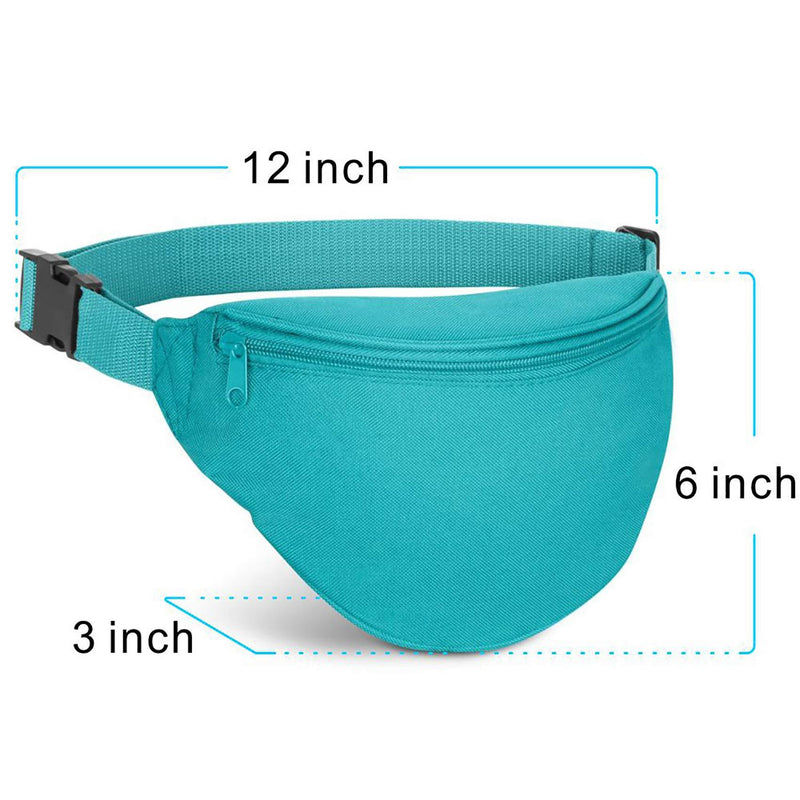 BuyAgain Fanny Pack, Unisex 2 Zipper Quick Release Buckle Travel Sport Running Waist Fanny Pack Teal