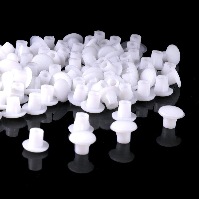 KINMAD 300 Pcs 4.4mm 0.17" Plastic Hole Plug Button Top Blanking Drilling Cover Caps Plugs for Chair Cabinet Cupboard Shelf, White 300 Pieces