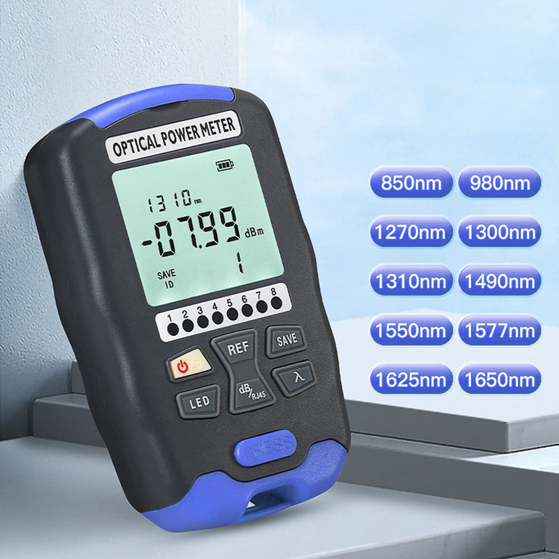 Fiber Optic Power Meter, 3-in-1 Optical Power Meter Fiber Optic Tester with RJ45 Tester and LED Lighting, -70~+10 dBm Mini Rechargeable Fiber Optic Power Meter, FC/SC/ST