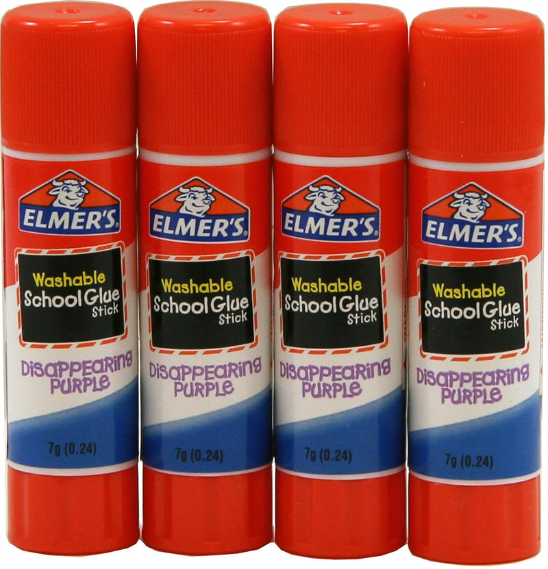 Elmer's Disappearing Purple School Glue Sticks, 0.24 oz Each, 4 Sticks per Pack (E543) 4-Pack