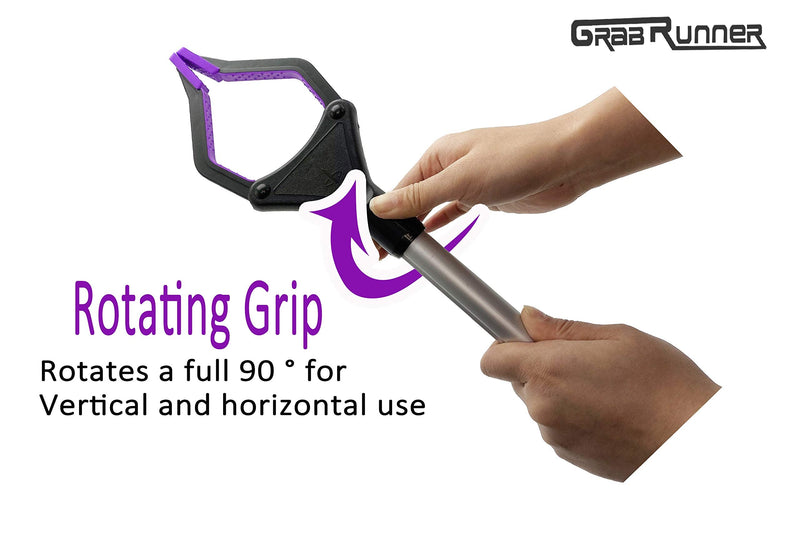 GrabRunner Reacher Grabber Tool for Elderly,32 Inch Foldable Trash Picker Grabber 90° Rotating Head Trash Gripper with Strong Magnetic Tip,Garden Nabber, Litter Picker,Long Arm Extension (Purple) Purple
