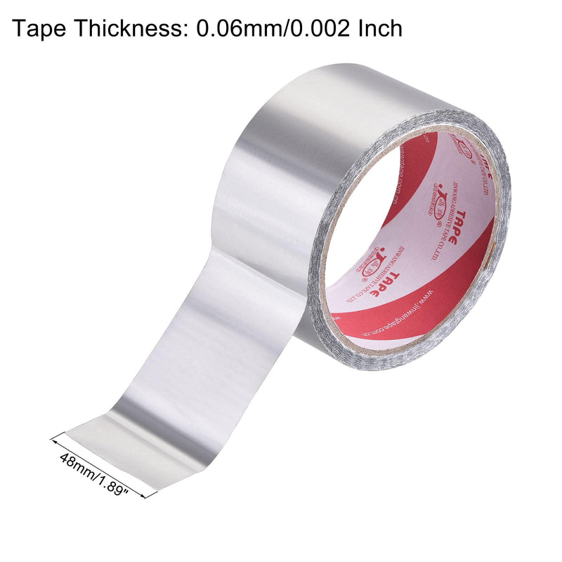 uxcell Aluminum Foil Tape, 48mmx32m Self-Adhesive Waterproof High Temperature Sealing Tapes for HVAC Duct Pipe Insulation, Pack of 3