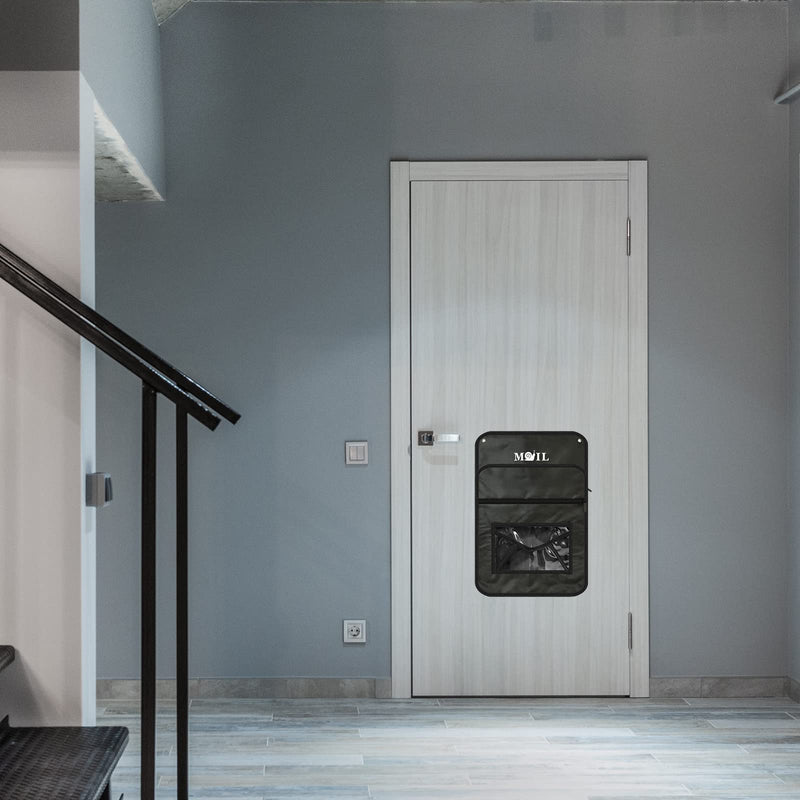 Mail Slot Catcher for Door, Mail Holder Indoor, Black Post Organizer Bag for Letterbox, Space Saving, No Tools and Screws Needed, Suitable for Home, Office, and Garage, Mother's Day Gift