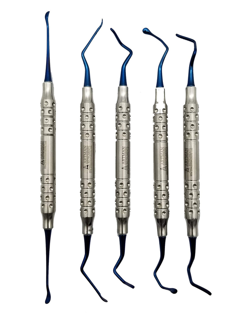Vista Tunneling Procedure Kit in Steel Cassette (5 pcs, Blue Plasma Coating) Dental periodontologist Gum repositioning ARTMAN Brand