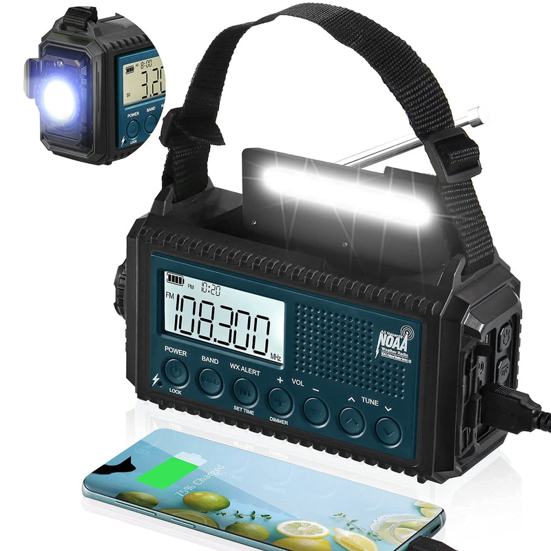 Mesqool NOAA Weather Alert Radio & Camping Lantern, AM/FM/Shortwave Radio, Solar/Hand Crank/Battery Powered, Flashlight&Reading Lamp, USB Charger, Power Bank