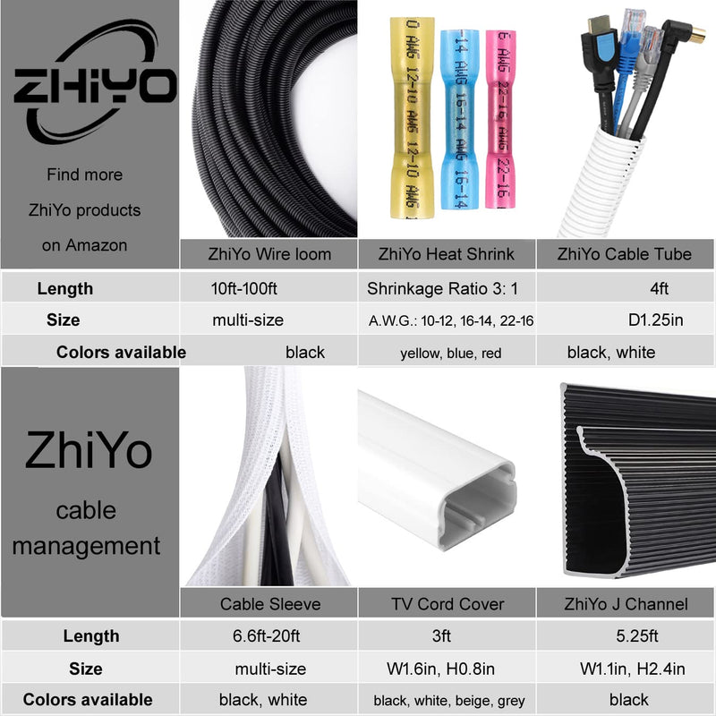 ZhiYo 100 FT 1/4â€ Wire Loom Split Tubing Auto Wire Conduit Flexible Cover 100 FT 1/4â€ Black