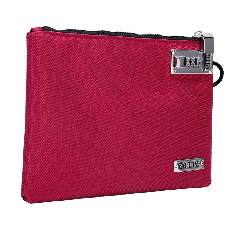 Vaultz Locking Accessories Pouch, 7x10 Inches, Berry (VZ03989)