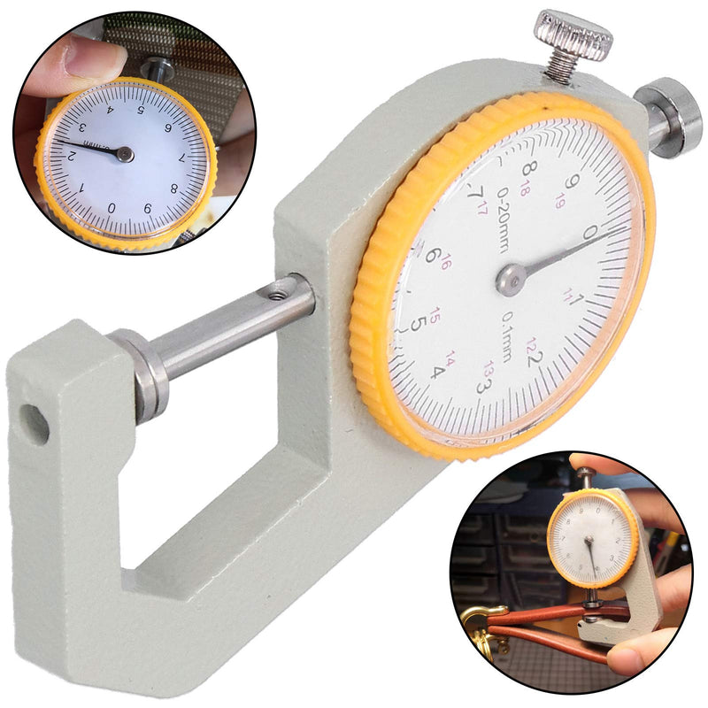 Thickness Gauge, Range Measuring Tool Leather Measuring Tool Thickness Meter, Dial Flat Head for Measuring Jewelry,Leather Leather DIY Measuring(0-20mm thickness gauge) 0-20mm thickness gauge