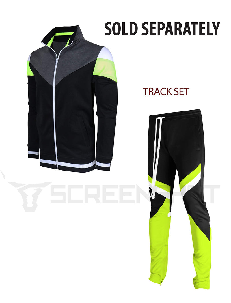 Screenshotbrand Mens Hip Hop Premium Slim Fit Track Pants - Athletic Jogger Bottom with Side Taping Small P11030-black/Neon