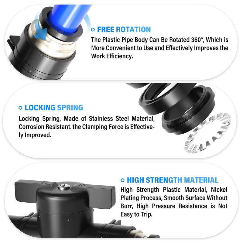 TAILONZ PNEUMATIC BVU-1/4 OD Ball Valve Air Flow Control Valve Push to Connect Fitting（Pack of 3） 1/4 Inch