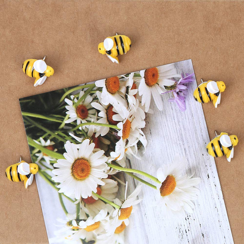 DIYASY 30 Pcs Decorative Bee Thumb Tacks,Cute Bee Push Pins Plastic Head Steel Drawing Pins for Corkboard,Photos Wall, Bulletin Board.