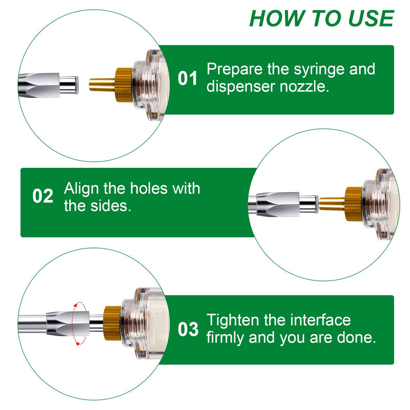 PAGOW 2 sets Reusable Syringe Drench Nozzle Lock Hub Adjustable Dosage for Sheep Goat 20 ml Green (2#) 2#