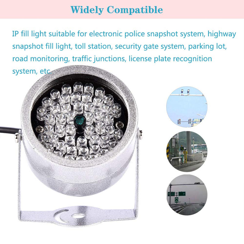 ASHATA IP Camera Fill Light with 48 LED Lamps, Waterproof Infrared Night Vision Illuminator Light for Security CCTV Camera for toll Station, Parking lot, Road Monitoring, etc