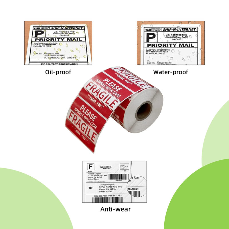 Anylabel 3 x 2 inch Handle with Care Fragile Thank You Warning Packing Shipping Label Stickers Permanent Adhesive (1 Roll, 500 Labels) 1 roll