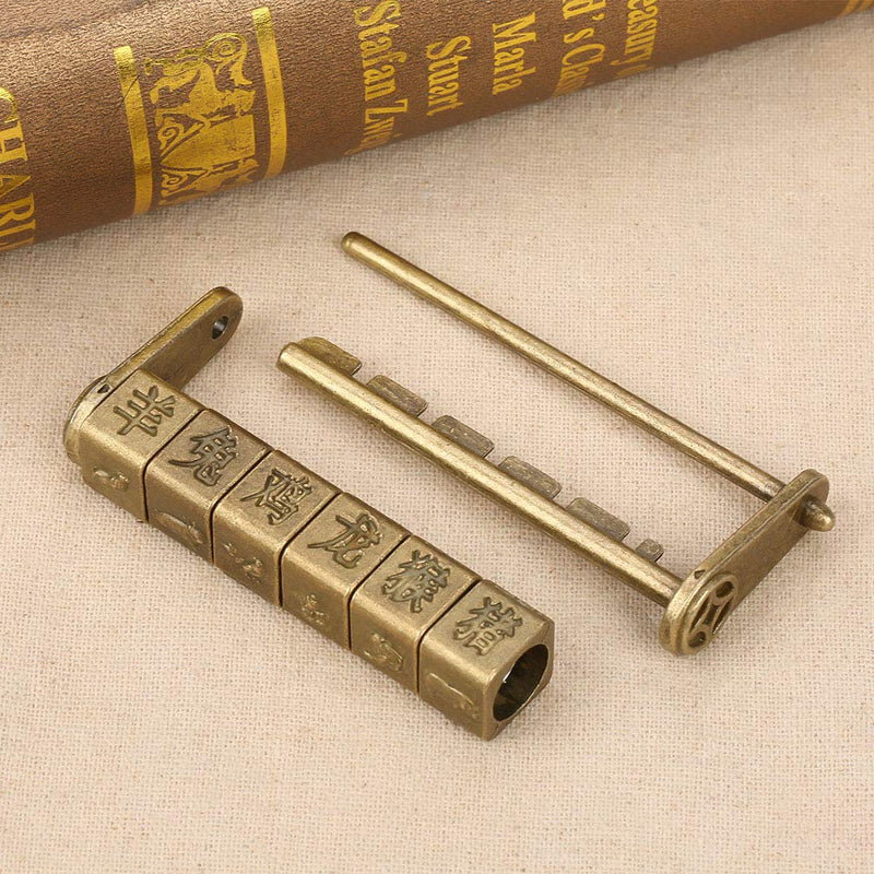 Retro Zinc Vintage Antique Chinese Old Jewelry Code Password Lock Padlock Lock Jewelry Box Padlock Hardware