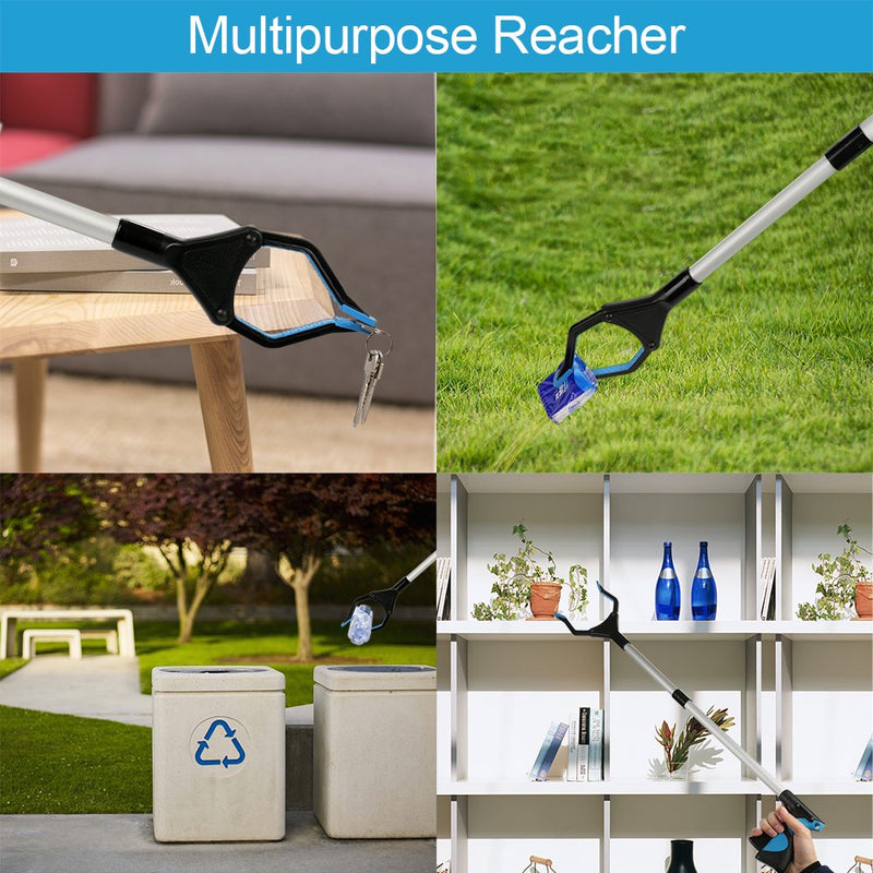 Reacher Grabber Tool, 32" Grabbers for Elderly, Lightweight Extra Long Handy Trash Claw Grabber, Reaching Assist Tool for Trash Pick Up, Nabber, Litter Picker, Arm Extension (Blue) Blue
