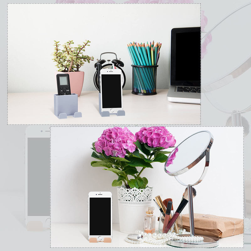 6 Pieces Wall Mount Phone Holder Self-Adhesive Wall Beside Organizer Storage Box Plastic Charging Phone Stand Remote Wall-Mounted Phone Brackets Holder for Bedroom