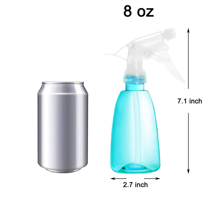 Youngever 6 Pack Empty Plastic Spray Bottles, Spray Bottles for Hair and Cleaning Solutions in 6 Colors (8 Ounce) 8 Ounce